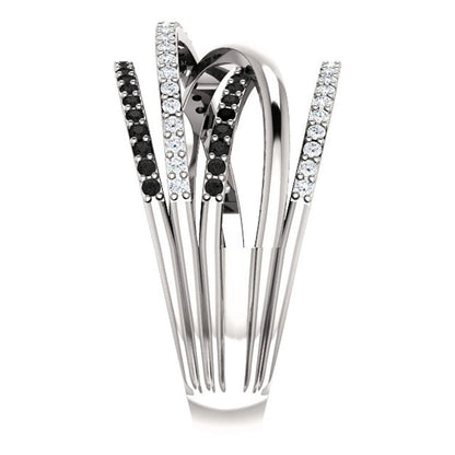 Black White Crossover Statement Ring