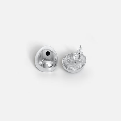 Polished Silver Oval Earrings