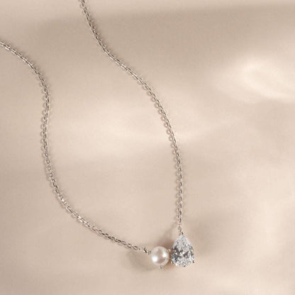 Pearl Teardrop Duo Charm Necklace