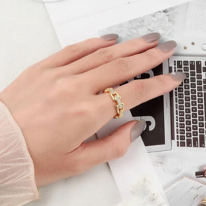Dazzling Crystal Gold Open Ring
