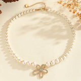 Pearl Floral Charm Necklace