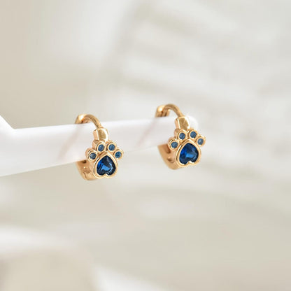 Sapphire Paw Huggie Earrings
