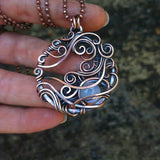 Moonstone Wire Wrapped Circle Pendant