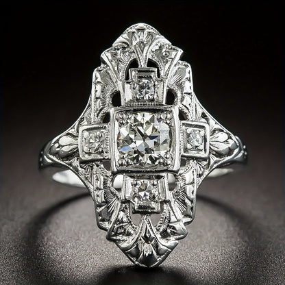 Vintage Hollow Inlay Zirconia Ring