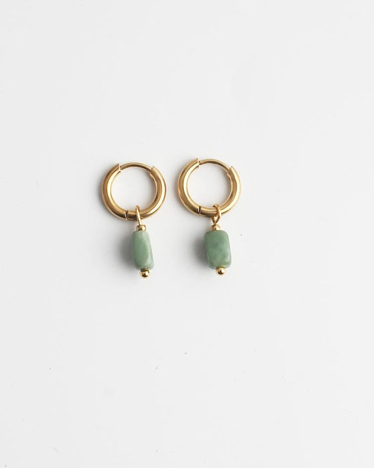 Minimalist Stone Hoop Earrings