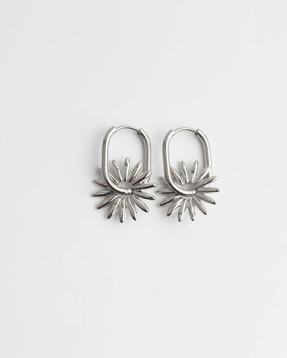 Sunburst Charm Hoop Earrings