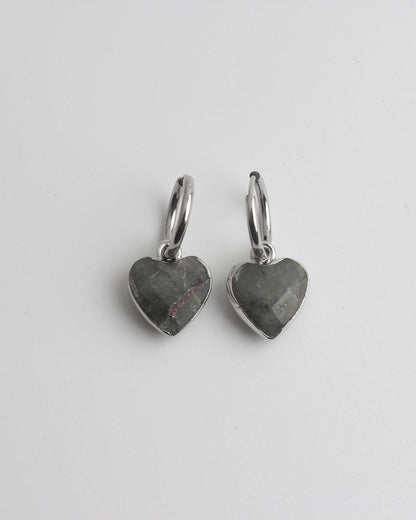 Heart Stone Hoop Earrings