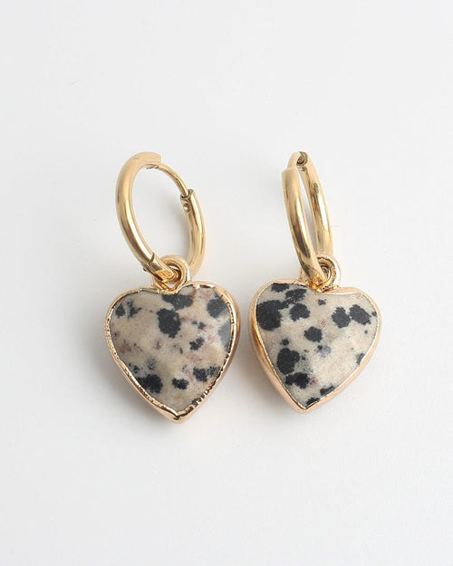 Heart Stone Hoop Earrings