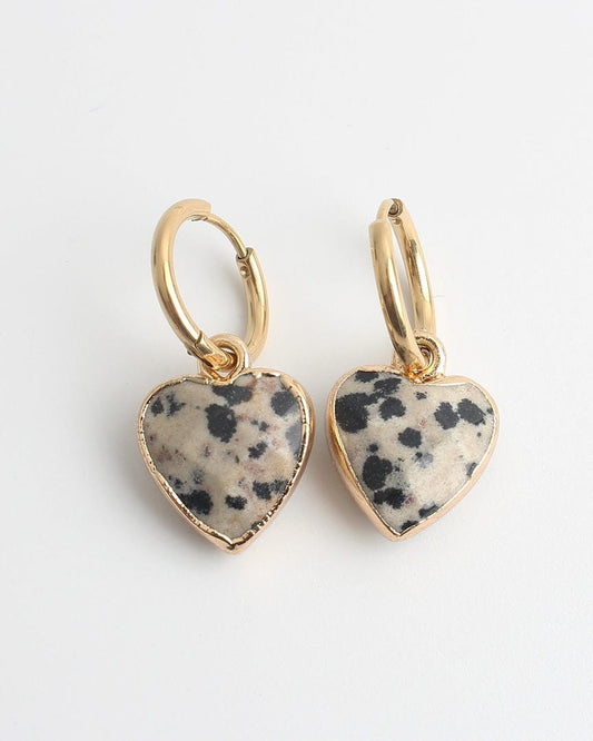 Heart Stone Hoop Earrings
