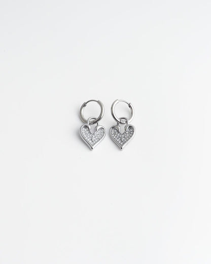 Sparkling Heart Hoop Earrings
