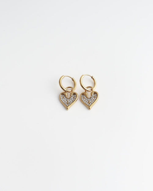 Sparkling Heart Hoop Earrings