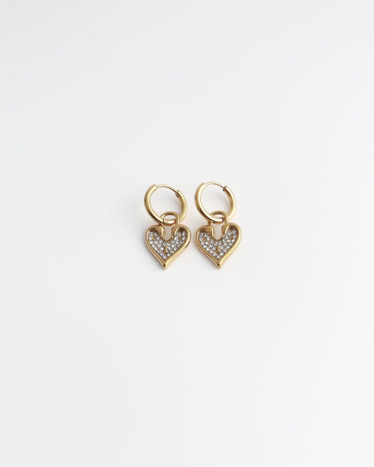 Sparkling Heart Hoop Earrings