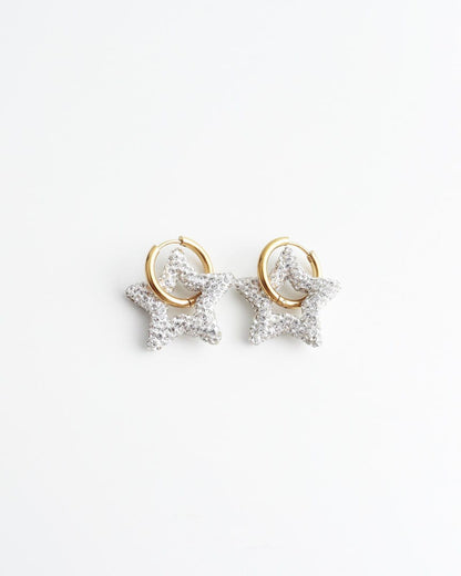 Toned Crystal Star Earrings