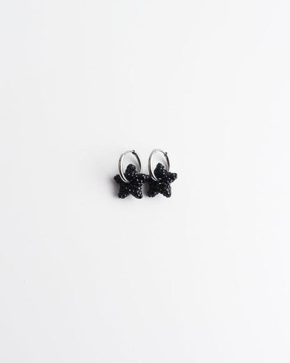 Toned Pave Star Hoop Earrings
