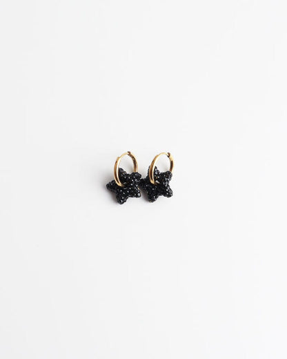 Toned Pave Star Hoop Earrings