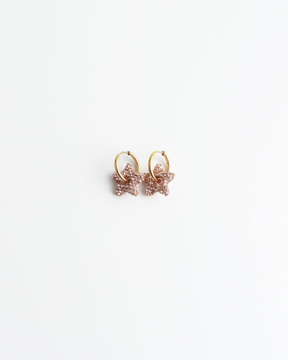 Toned Pave Star Hoop Earrings