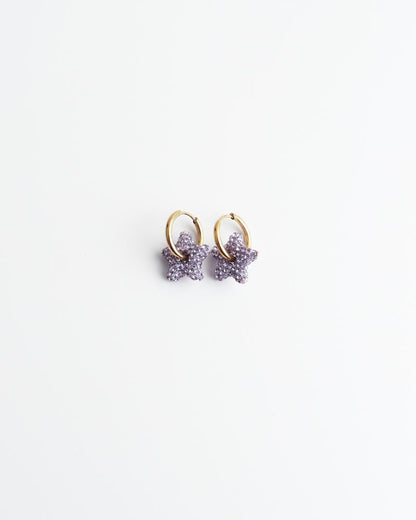 Toned Pave Star Hoop Earrings