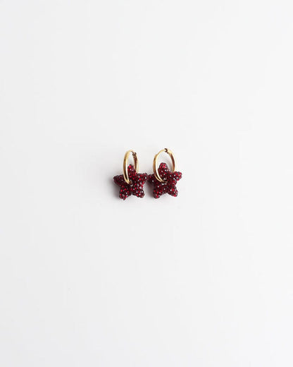 Toned Pave Star Hoop Earrings