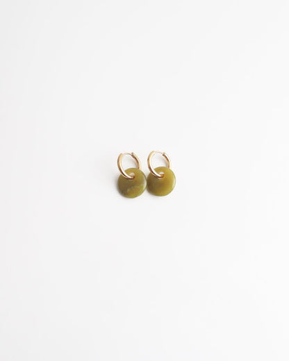 Round Stone Hoop Earrings
