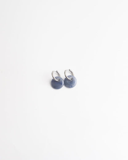 Round Stone Hoop Earrings