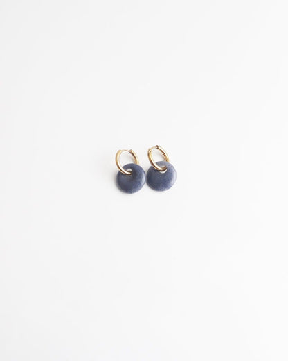 Round Stone Hoop Earrings