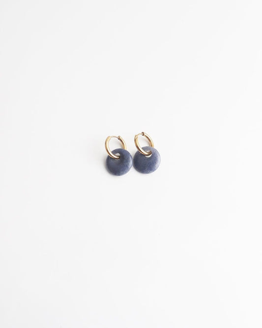 Round Stone Hoop Earrings