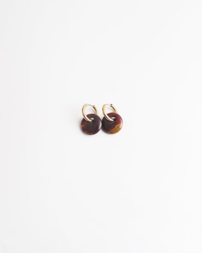 Round Stone Hoop Earrings
