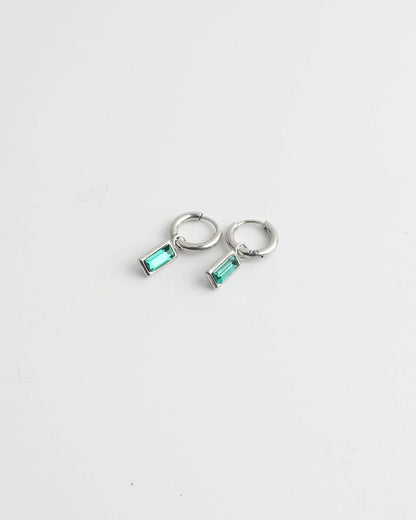 Gleaming Rectangle Drop Gem Earrings