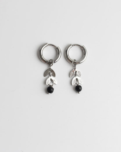 Leaf Stone Hoop Earrings