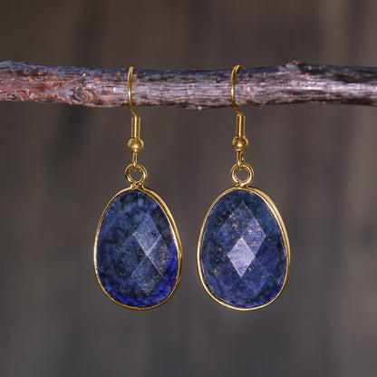 Sculpted Stone Gold Earrings