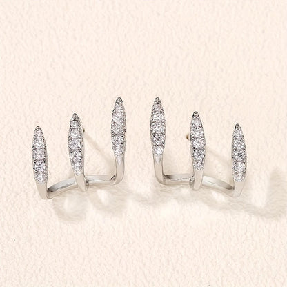 Elegant Rhinestone Three Claw Earrings