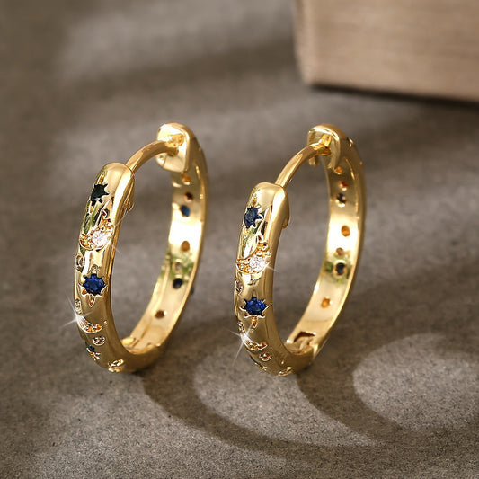 Luxurious Inlaid Colorful Zirconia Earrings