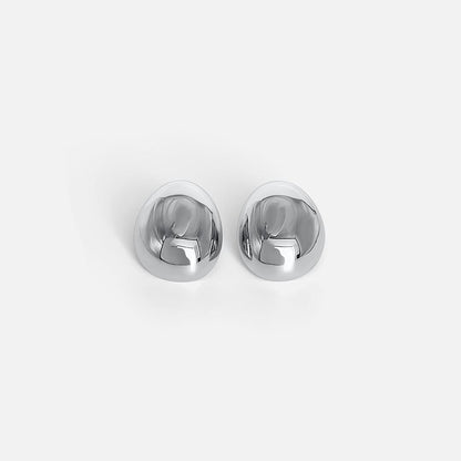 Polished Silver Oval Earrings
