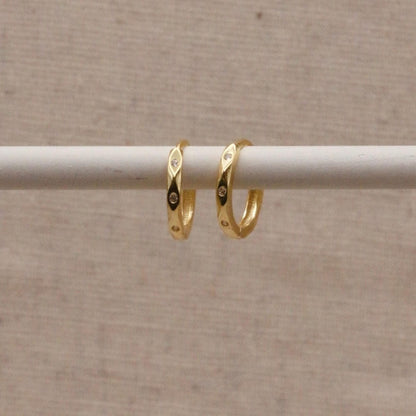 Gold Marquise Huggie Hoops