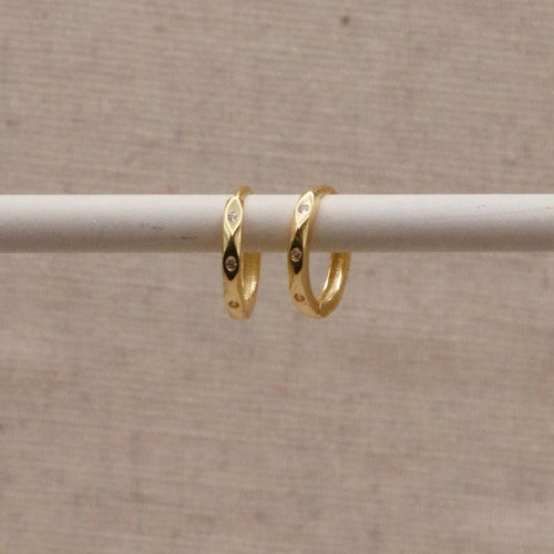 Gold Marquise Huggie Hoops