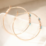 Turquoise Rose Gold Hoop Earrings