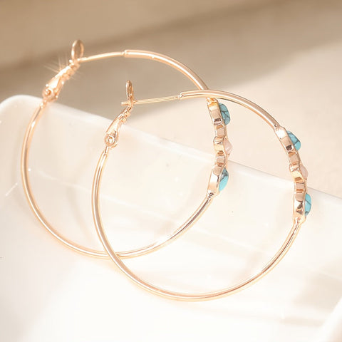 Turquoise Rose Gold Hoop Earrings