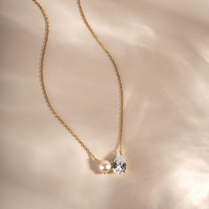 Pearl Teardrop Duo Charm Necklace