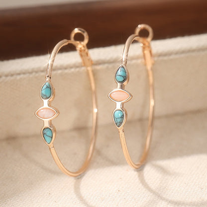Boho Turquoise Moonstone Hoop Earrings