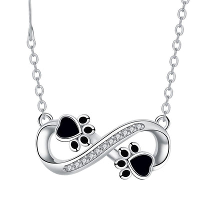 Infinity Paw Print Zirconia Necklace