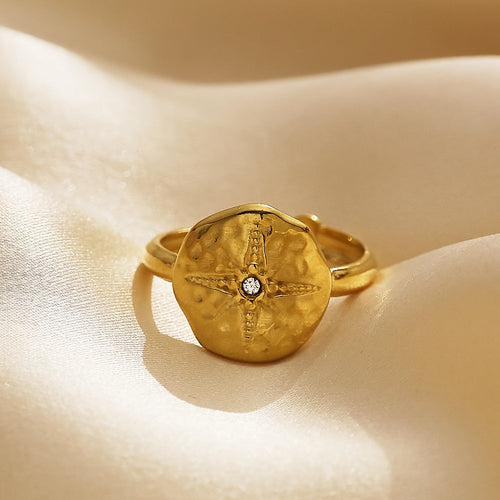 Retro Octagram Zirconia Ring