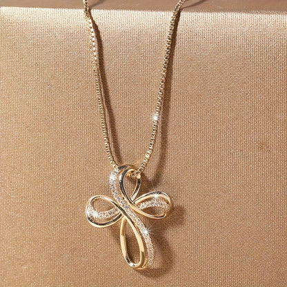 White Gold Twisted Cross Necklace