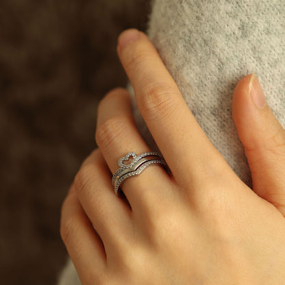 Shining Love Wish Bone Stacking Rings