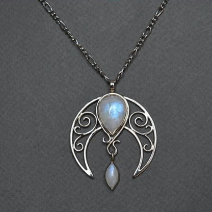 Moonstone Crescent Pendant Necklace