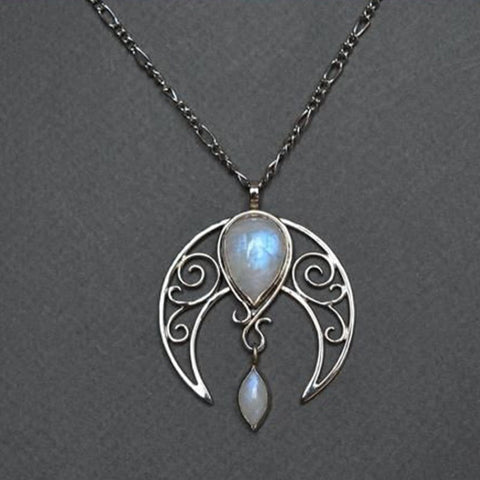 Moonstone Crescent Pendant Necklace