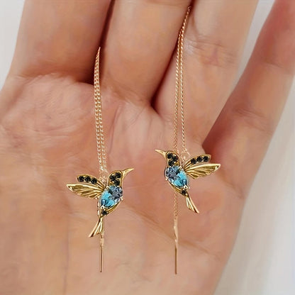 Hummingbird Gem Threader Earrings