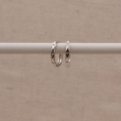 Silver Marquise Huggie Hoops