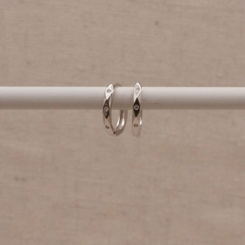 Silver Marquise Huggie Hoops