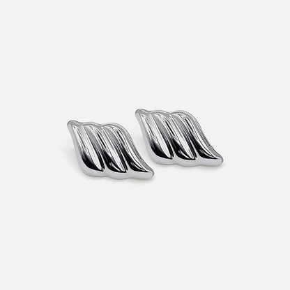 Modern Silver Wavy Bar Earrings