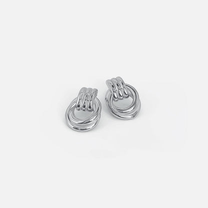 Graceful Silver Linked Knot Earrings